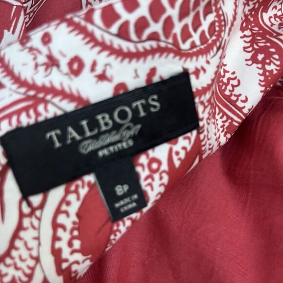 Talbots Skirt size 8 Petite Salmon Pink Paisley Knee A Line Modest Church Casual - Picture 9 of 9